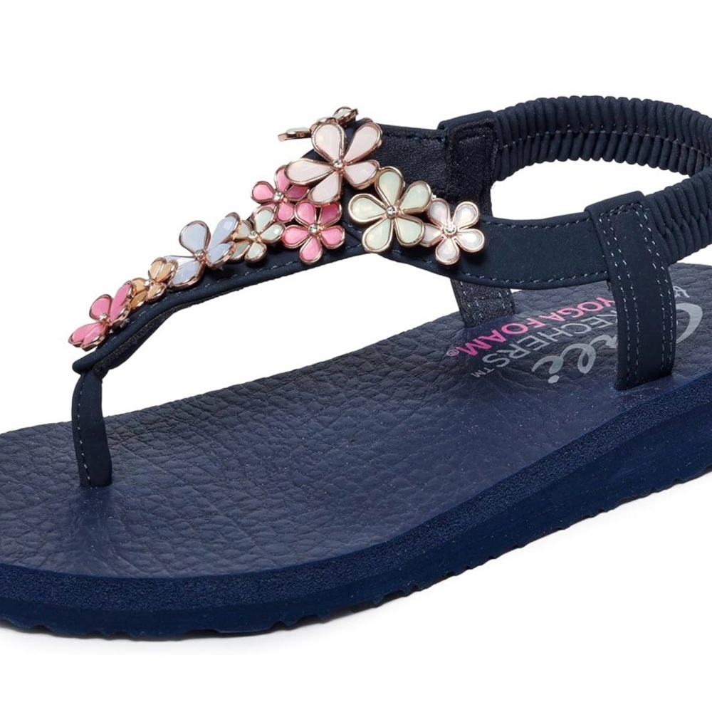 Skechers Yoga Foam Women’s Meditation-Glass Daisy Sandals (Navy Multi Size 10)